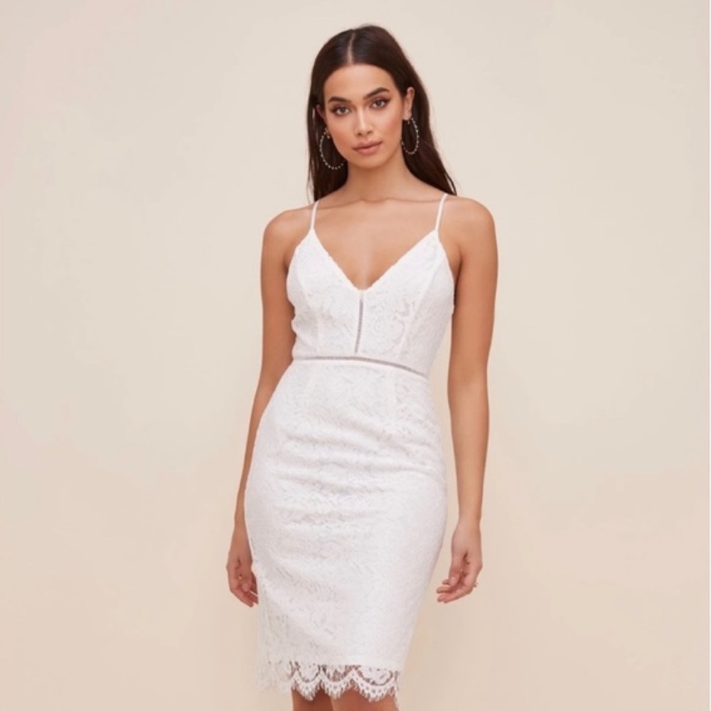 ASTR the Label White Spaghetti Strap Lace Dress